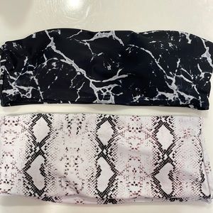 Strapless printed bathing suit tops